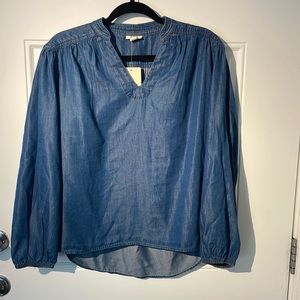 a.n.a. medium wash denim-like blouse